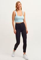 Women Blue Square Neck Crop Top
