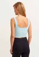 Women Blue Square Neck Crop Top