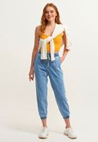 Women Orange Square Neck Crop Top