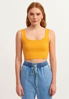 Women Orange Square Neck Crop Top