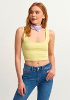 Women Yellow Square Neck Crop Top
