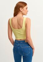 Women Yellow Square Neck Crop Top