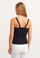 Women Black Cotton Singlet with Straps