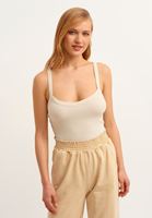 Women Light Beige Cotton Singlet with Straps