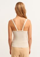 Women Light Beige Cotton Singlet with Straps