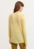 Bayan Sarı Sırtı Ajurlu Keten V-Neck Triko
