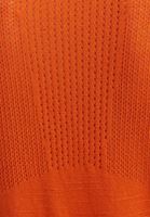 Bayan Turuncu Sırtı Ajurlu Keten V-Neck Triko
