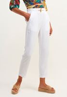 Bayan Beyaz Bel Detaylı Carrot-Fit Pantolon