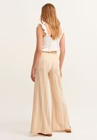 Bayan Çok Renkli Çizgili ve Yırtmaçlı Wide-Leg Pantolon