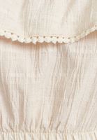 Bayan Krem Fırfırlı Crop Bluz