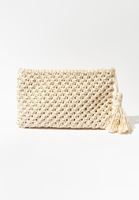 Bayan Bej Makrome Örgü Clutch