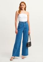 Bayan Beyaz Cut-Out Büzgülü Crop Atlet (MODAL)