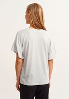 Bayan Gri V-Neck Oversize Tişört ( MODAL )