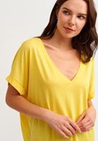 Bayan Sarı V-Neck Oversize T-Shirt ( MODAL )