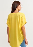 Bayan Sarı V-Neck Oversize T-Shirt ( MODAL )