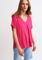 Bayan Pembe V-Neck Oversize T-Shirt ( MODAL )