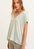 Bayan Yeşil/Gri V-Neck Tişört ( MODAL )