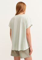 Bayan Yeşil/Gri V-Neck Tişört ( MODAL )