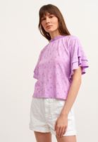 Women Purple Ruffle Romantic Blouse