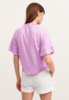 Women Purple Ruffle Romantic Blouse