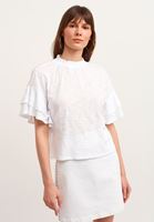 Women White Ruffle Romantic Blouse