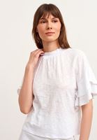 Women White Ruffle Romantic Blouse