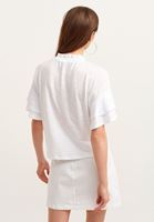 Women White Ruffle Romantic Blouse