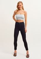 Women Grey Seamless Strapless Crop Top