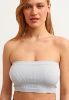 Women Grey Seamless Strapless Crop Top