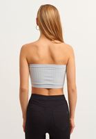 Women Grey Seamless Strapless Crop Top