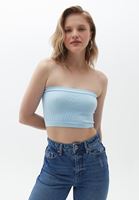 Bayan Mavi Seamless Straplez Crop Top