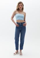 Bayan Mavi Seamless Straplez Crop Top