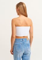 Bayan Beyaz Seamless Straplez Crop Top