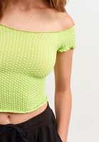 Women Green Seamless Crop Tshirt