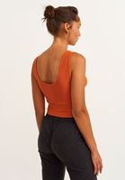 Bayan Turuncu Seamless Kruvaze Crop Top