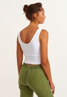 Bayan Beyaz Seamless Kruvaze Crop Top