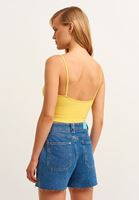 Bayan Sarı Dokulu Seamless Crop Top