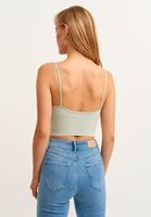 Bayan Yeşil/Gri Dokulu Seamless Crop Top