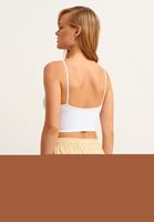 Bayan Beyaz Dokulu Seamless Crop Top