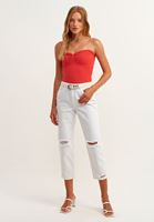 Bayan Kırmızı Straplez Crop Top