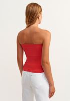 Bayan Kırmızı Straplez Crop Top