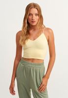 Bayan Sarı Dikişsiz Crop Top