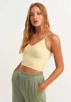 Bayan Sarı Dikişsiz Crop Top