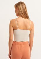 Bayan Açık Bej Dikişsiz Crop Top
