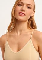 Bayan Bej Dikişsiz Crop Top