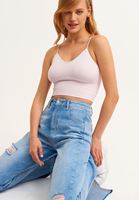 Bayan Mor Dikişsiz Crop Top