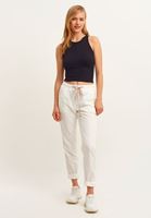 Bayan Siyah Jakarlı Dikişsiz Crop Top