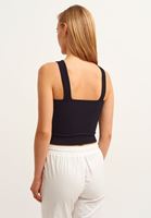 Bayan Siyah Jakarlı Dikişsiz Crop Top