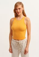 Bayan Turuncu Jakarlı Dikişsiz Crop Top