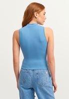 Women Blue High-Neck Seamless Tank Top